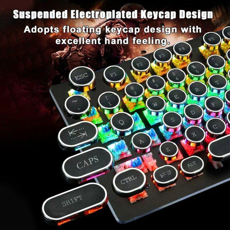 Keyboards | 104-Key Wired Mechanical Keyboard Blue Switch Ergonomic Design RGB Backlight Multiple Lighting Modes Compact Layout Free Game Keyboard Compatible with Windows & MAC Portable White Computer Peripherals Keyboards