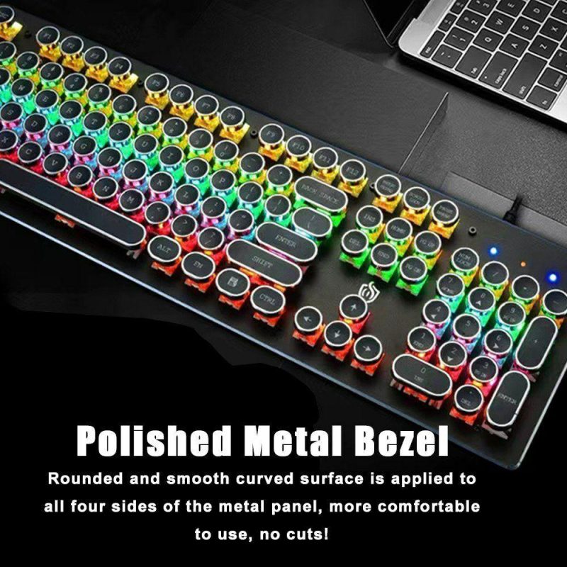 Keyboards | 104-Key Wired Mechanical Keyboard Blue Switch Ergonomic Design RGB Backlight Multiple Lighting Modes Compact Layout Free Game Keyboard Compatible with Windows & MAC Portable White Computer Peripherals Keyboards