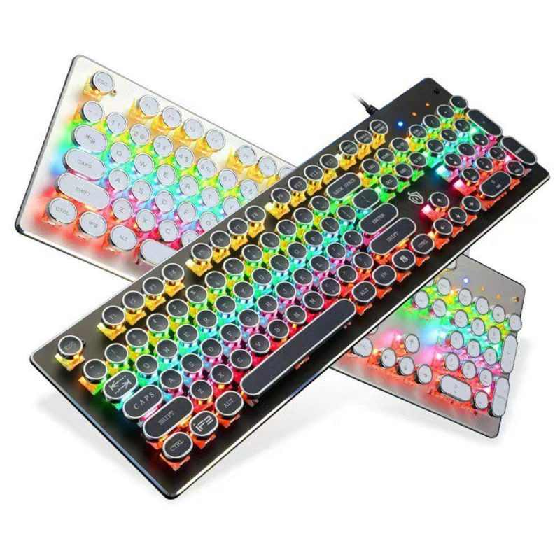 Keyboards | 104-Key Wired Mechanical Keyboard Blue Switch Ergonomic Design RGB Backlight Multiple Lighting Modes Compact Layout Free Game Keyboard Compatible with Windows & MAC Portable White Computer Peripherals Keyboards