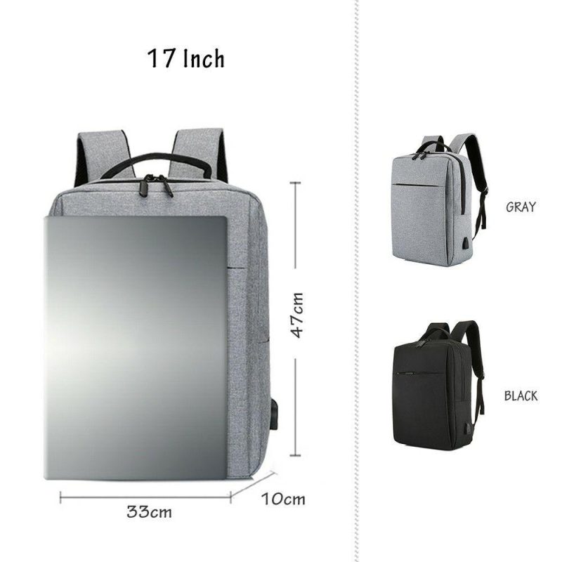 Laptop Bags | Travel Laptop Backpack with USB Charging Port Durable Large Capacity Separate Compartment Business Backpacks Fits 15/17 Inch Computer Bag Grey Laptop Bags Grey