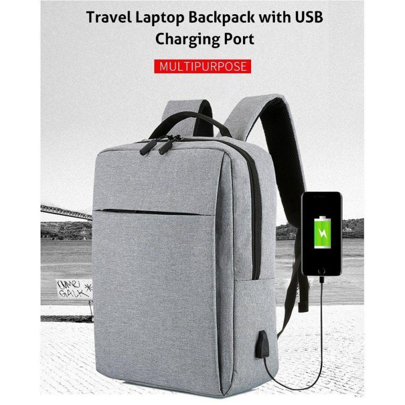 Laptop Bags | Travel Laptop Backpack with USB Charging Port Durable Large Capacity Separate Compartment Business Backpacks Fits 15/17 Inch Computer Bag Grey Laptop Bags Grey