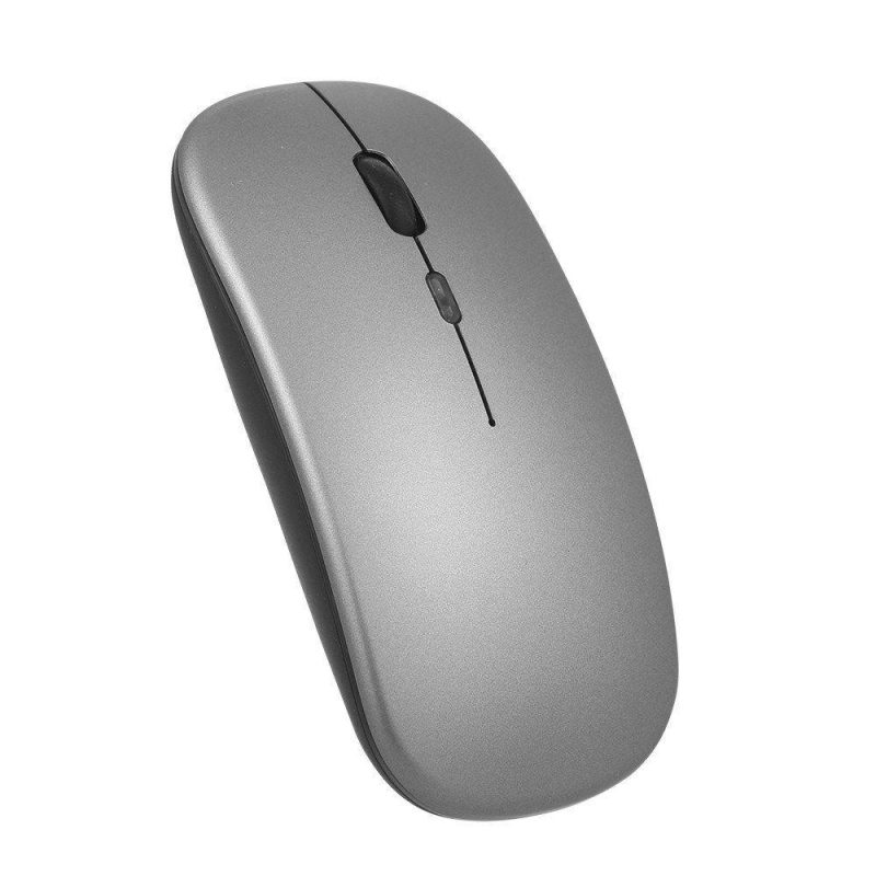 Mice | 2.4G BT 5.0 Wireless Ergonomic Slim Mouse Less Noise 3 Adjustable DPI Levels Rechargeable Mouse for Laptop, Computer, Black Grey Computer Peripherals Grey