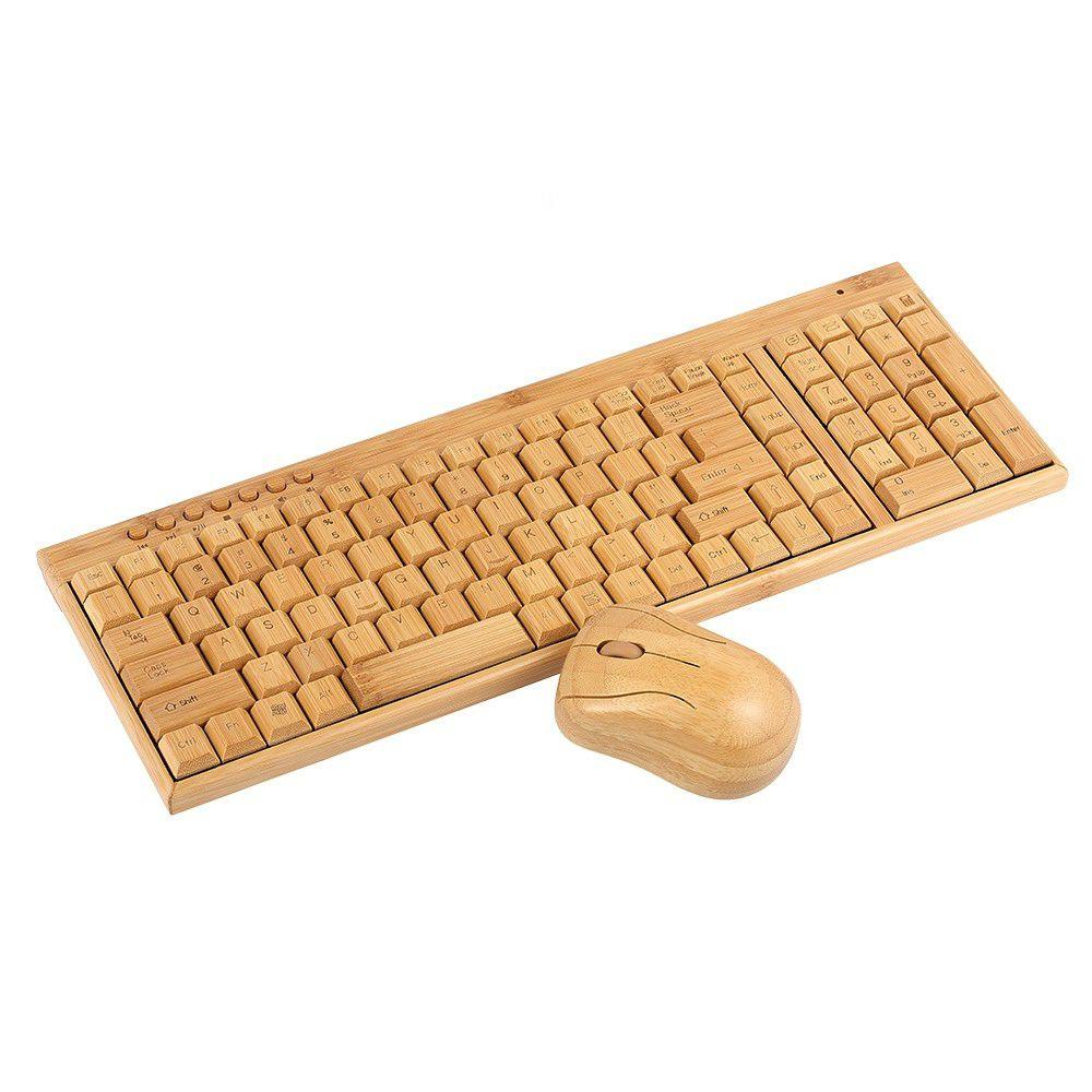 Mice | 2.4G Wireless Bamboo PC Keyboard and Mouse Combo Computer Keyboard Handcrafted Natural Wooden Plug and Play Yellow Yellow Computer Peripherals Mice