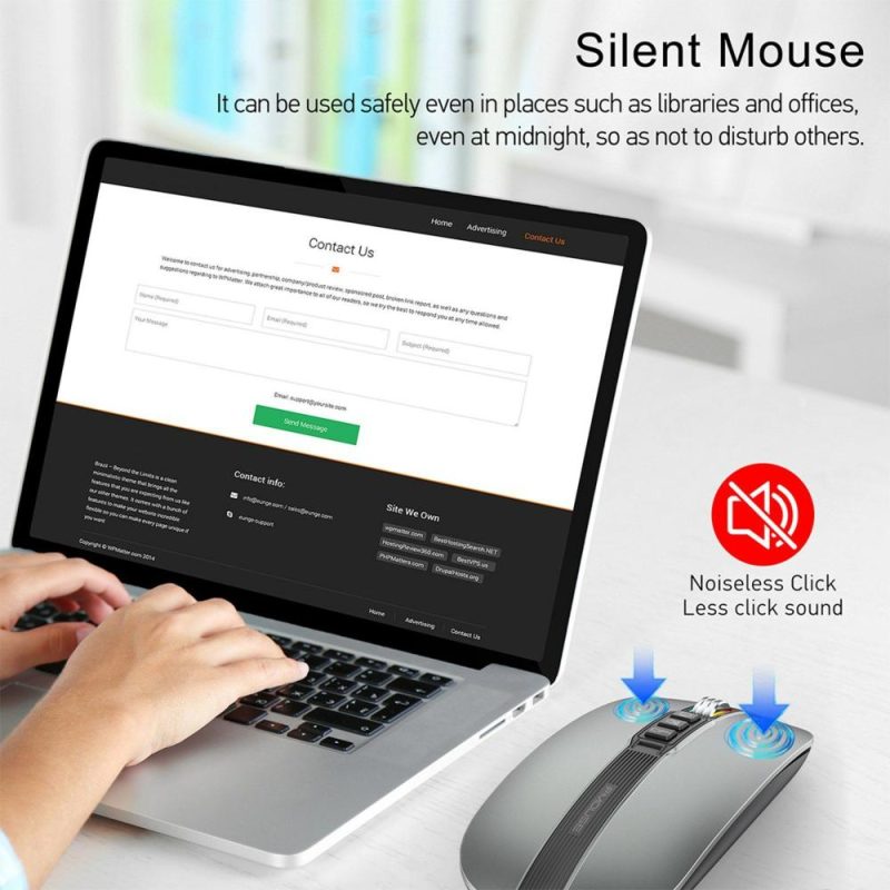 Mice | M113 Mouse 2.4G Wireless BT5.1 Slim Rechargeable Slience Mouse for PC Computer Notebook with USB Receiver 2400 DPI Adjustable Level Grey Computer Peripherals Grey