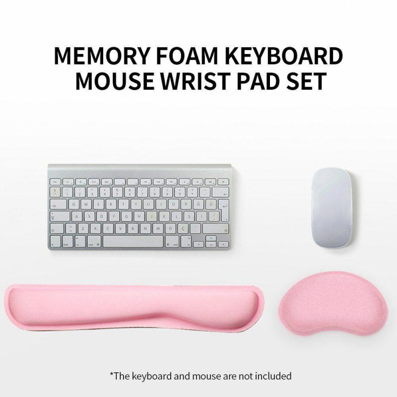 Mice | Memory Foam Keyboard Mouse Wrist Pad Set Office Gaming Keyboard Mouse Wrist Pads with Lycra Fabric Anti-slip Base Pink Rose Computer Peripherals Mice