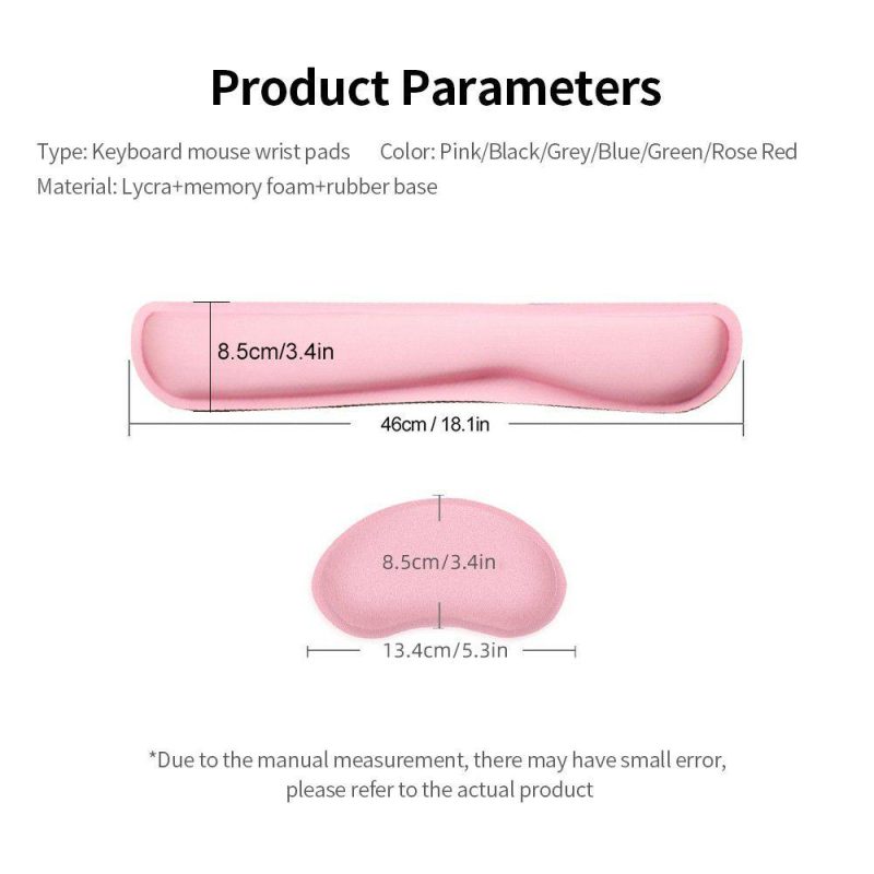 Mice | Memory Foam Keyboard Mouse Wrist Pad Set Office Gaming Keyboard Mouse Wrist Pads with Lycra Fabric Anti-slip Base Pink Rose Computer Peripherals Mice