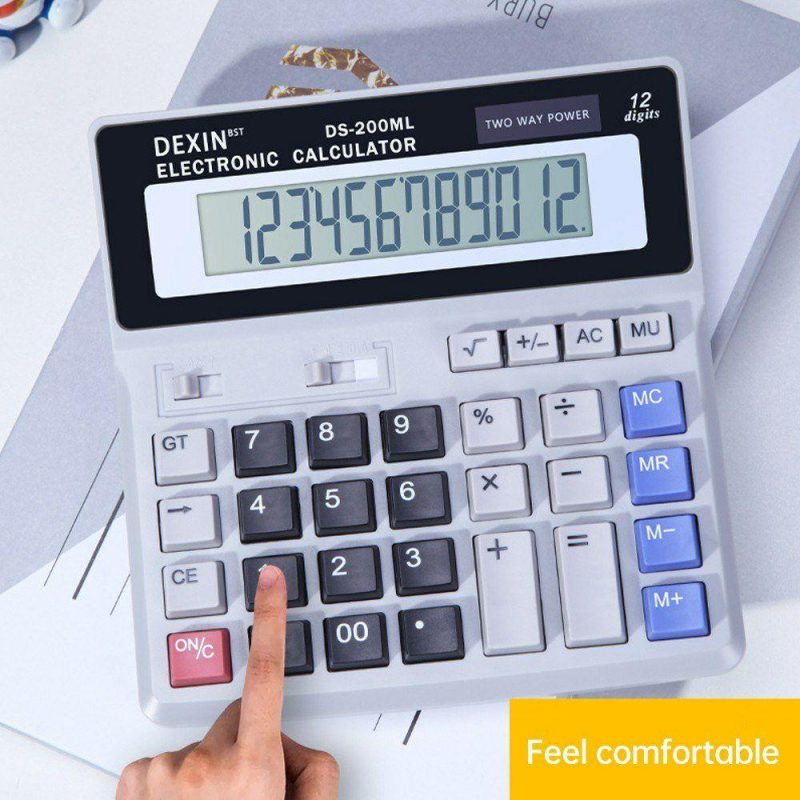 Other | 12 Digit LCD Display Desk Calculator Grey Office & School Supplies Grey