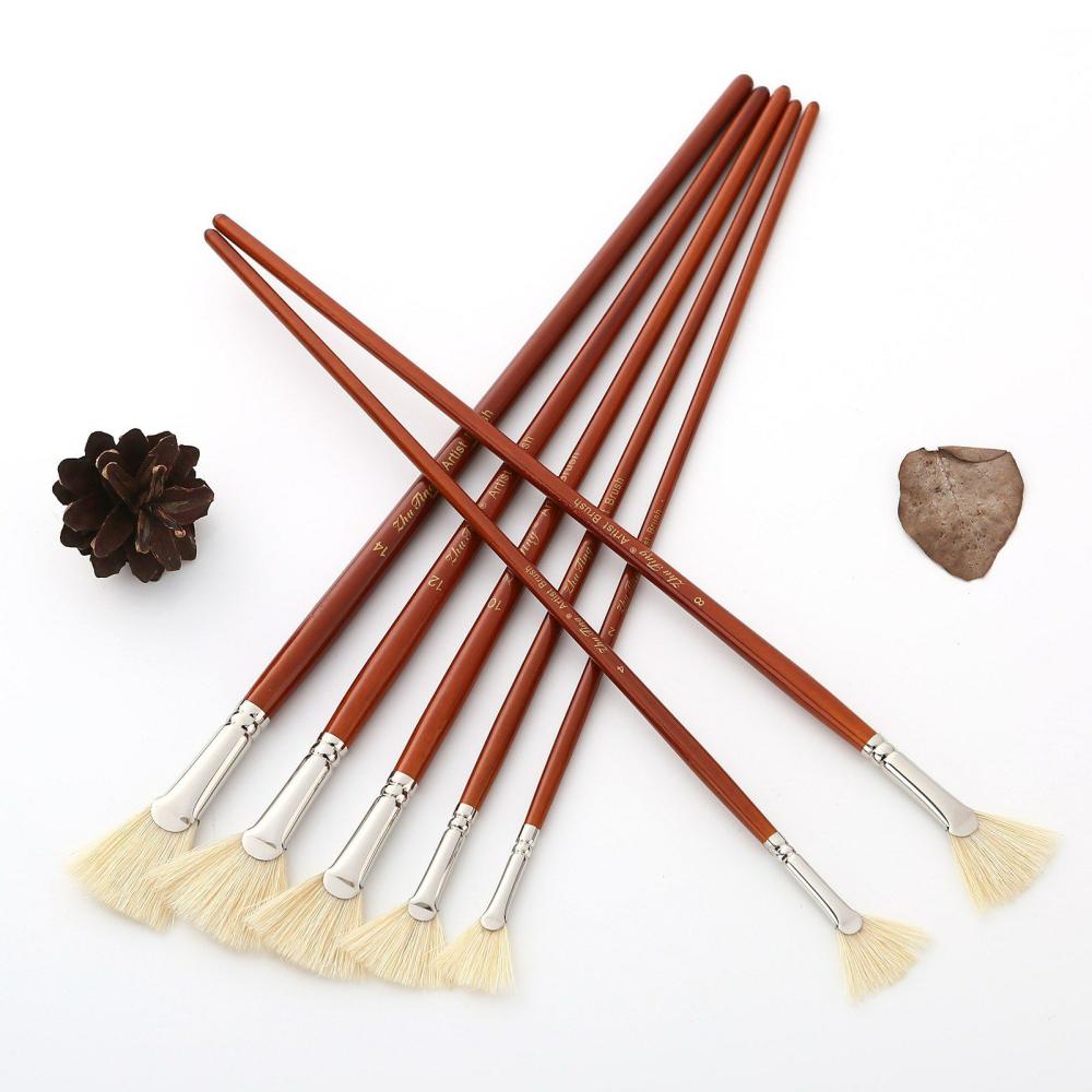 Other | 7pcs Oil Paint Brushes Set Professional Fan Brush for Painting with Hog Bristle Natural Hair and Long Wood Handle Artist Fan Brushes for Acrylic / Watercolor Painting Office & School Supplies Other