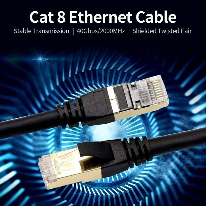 Other Networking Accessories | Cat8 Ethernet Cable High Speed Network Cable 40Gbps 2000Mhz/ Shielded Twisted Pair/ Gold Plated RJ45 Interface Black 1m Networking Other Networking Accessories