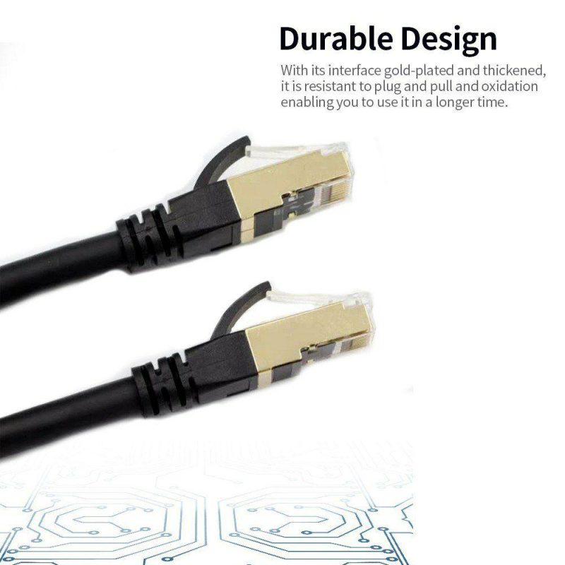 Other Networking Accessories | Cat8 Ethernet Cable High Speed Network Cable 40Gbps 2000Mhz/ Shielded Twisted Pair/ Gold Plated RJ45 Interface Black 1m Networking Other Networking Accessories