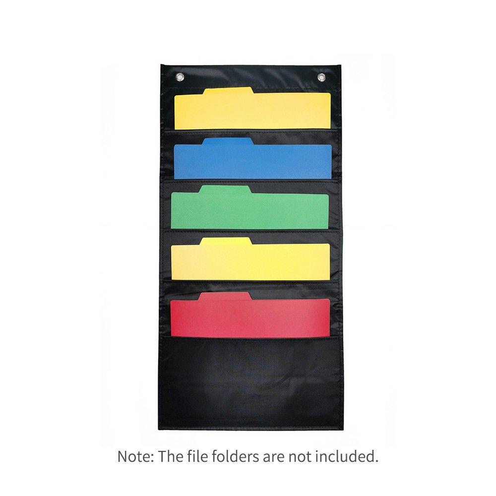 Other Networking Accessories | Hanging Wall File Organizer Large 5 Pockets Storage Pocket Chart Black Networking Black