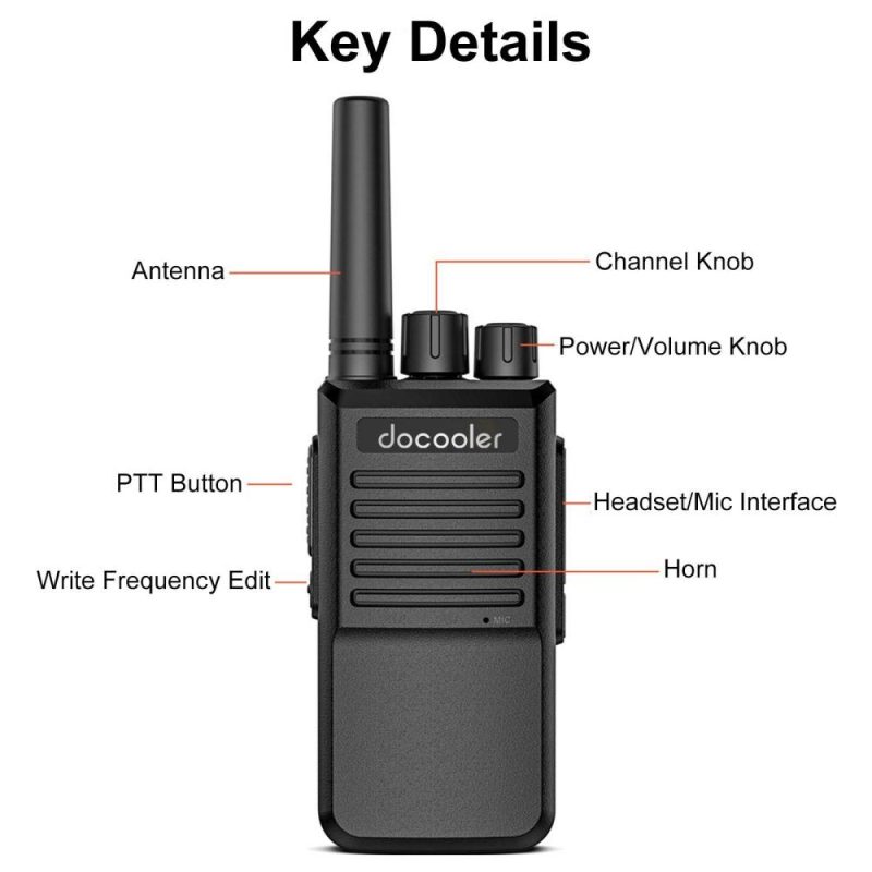 Other Networking Accessories | T1 Walkie Talkie 16 Channel Professional FM Transceiver Handheld Two Way Radios Rechargeable with Battery and Charging Dock Networking Other Networking Accessories