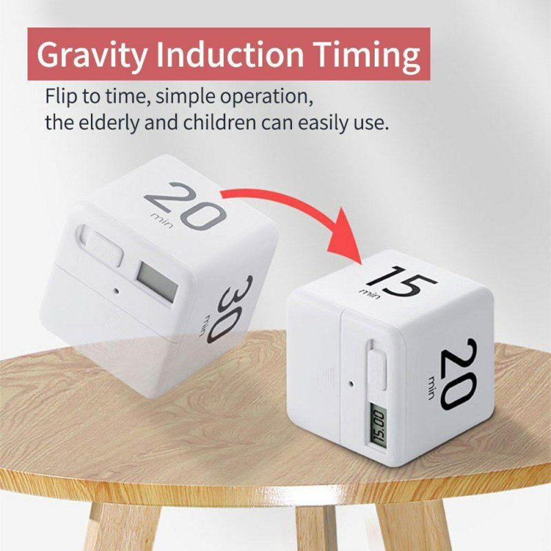 Other | Portable Cube Timer Digital Kitchen Timer Countdown Alarm 15-20-30-60 Minutes Flip Timing with Digital Display Time Management for Study Sports Cooking Gaming Office White Office & School Supplies Other