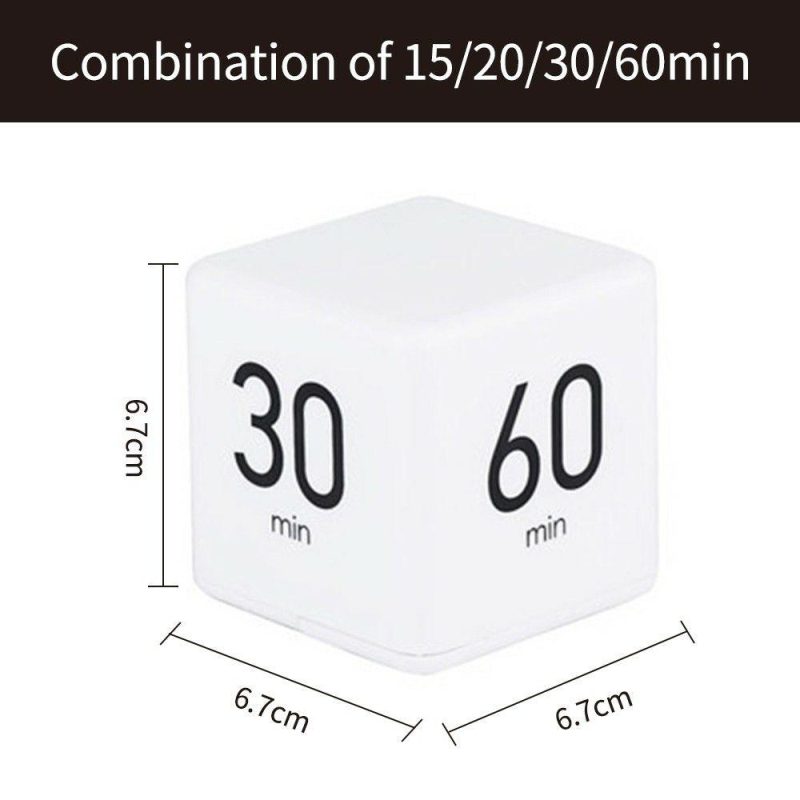 Other | Portable Cube Timer Digital Kitchen Timer Countdown Alarm 15-20-30-60 Minutes Flip Timing with Digital Display Time Management for Study Sports Cooking Gaming Office White Office & School Supplies Other