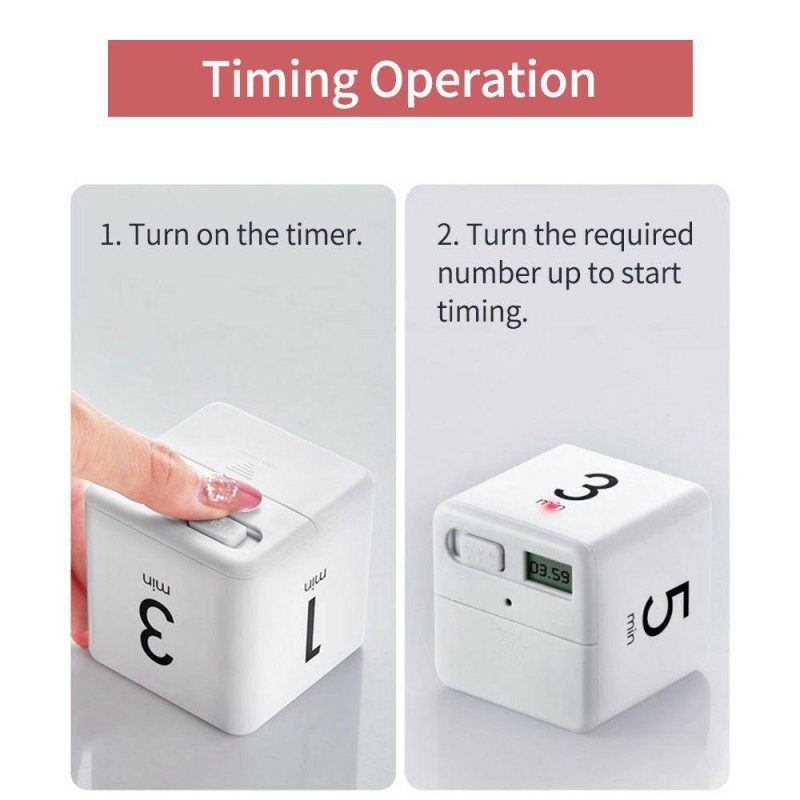 Other | Portable Cube Timer Digital Kitchen Timer Countdown Alarm 15-20-30-60 Minutes Flip Timing with Digital Display Time Management for Study Sports Cooking Gaming Office White Office & School Supplies Other