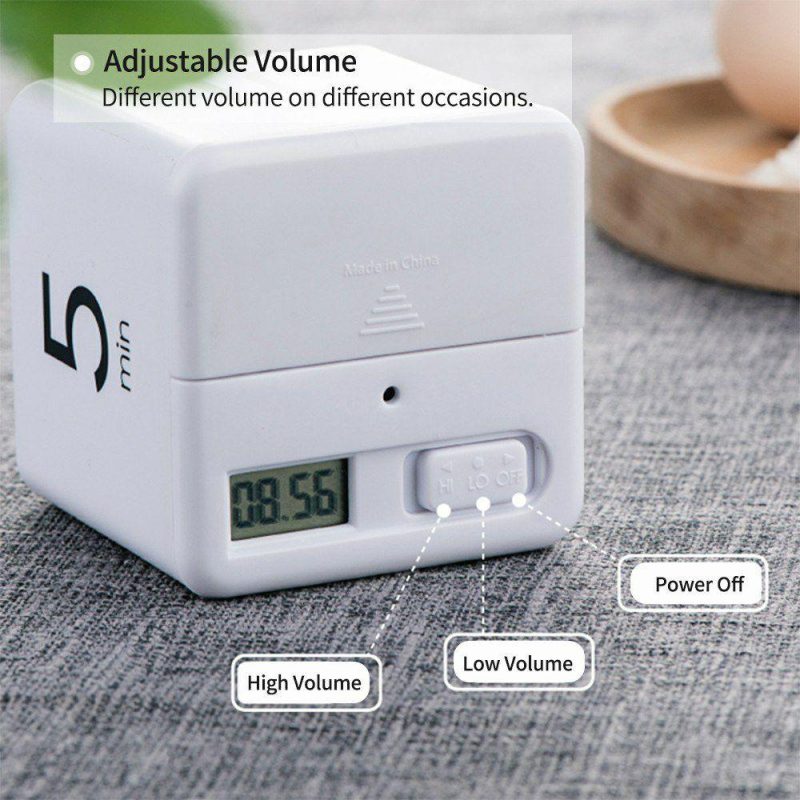 Other | Portable Cube Timer Digital Kitchen Timer Countdown Alarm 15-20-30-60 Minutes Flip Timing with Digital Display Time Management for Study Sports Cooking Gaming Office White Office & School Supplies Other