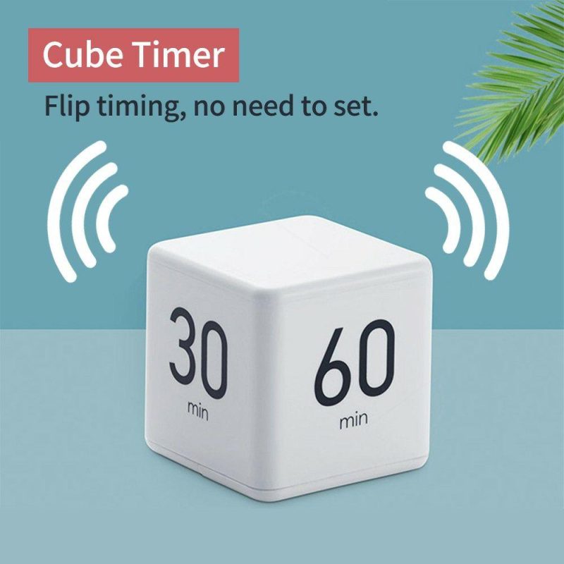 Other | Portable Cube Timer Digital Kitchen Timer Countdown Alarm 15-20-30-60 Minutes Flip Timing with Digital Display Time Management for Study Sports Cooking Gaming Office White Office & School Supplies Other