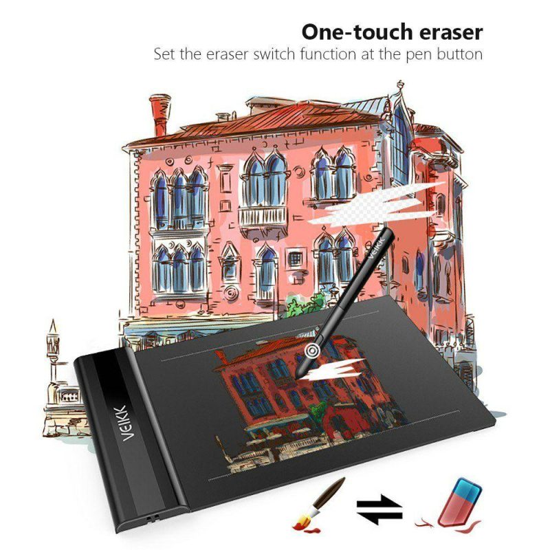 Other | S640 Digital Graphics Drawing Tablet 6*4 inch Pen Tablet with 8192 Levels Pressure Passive Pen 5080 LPI One-Touch Eraser Hand Painted Tablet Black Computer Peripherals Black