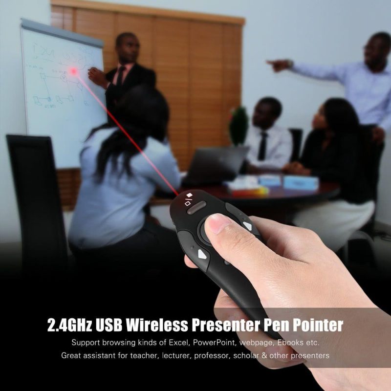 Projector Accessories | 2.4GHz Wireless USB Powerpoint Presentation PPT Flip Pen Black Office & School Supplies Black