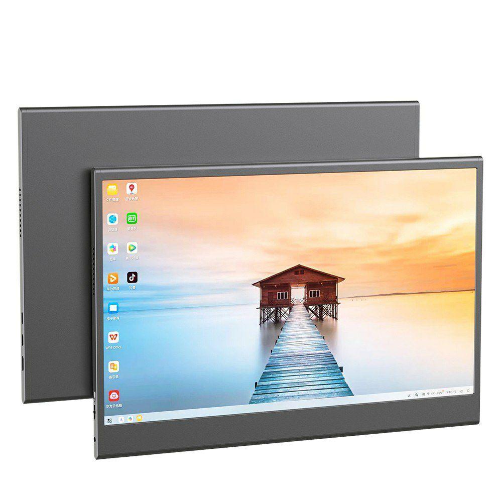 Tablet Accessories | 15.6 inch Portable Monitor IPS Screen 1920*1080 Resolution 170° Wide Viewing Angle 60Hz Refresh Rate Wide Compatibility Grey Tablet Accessories Grey