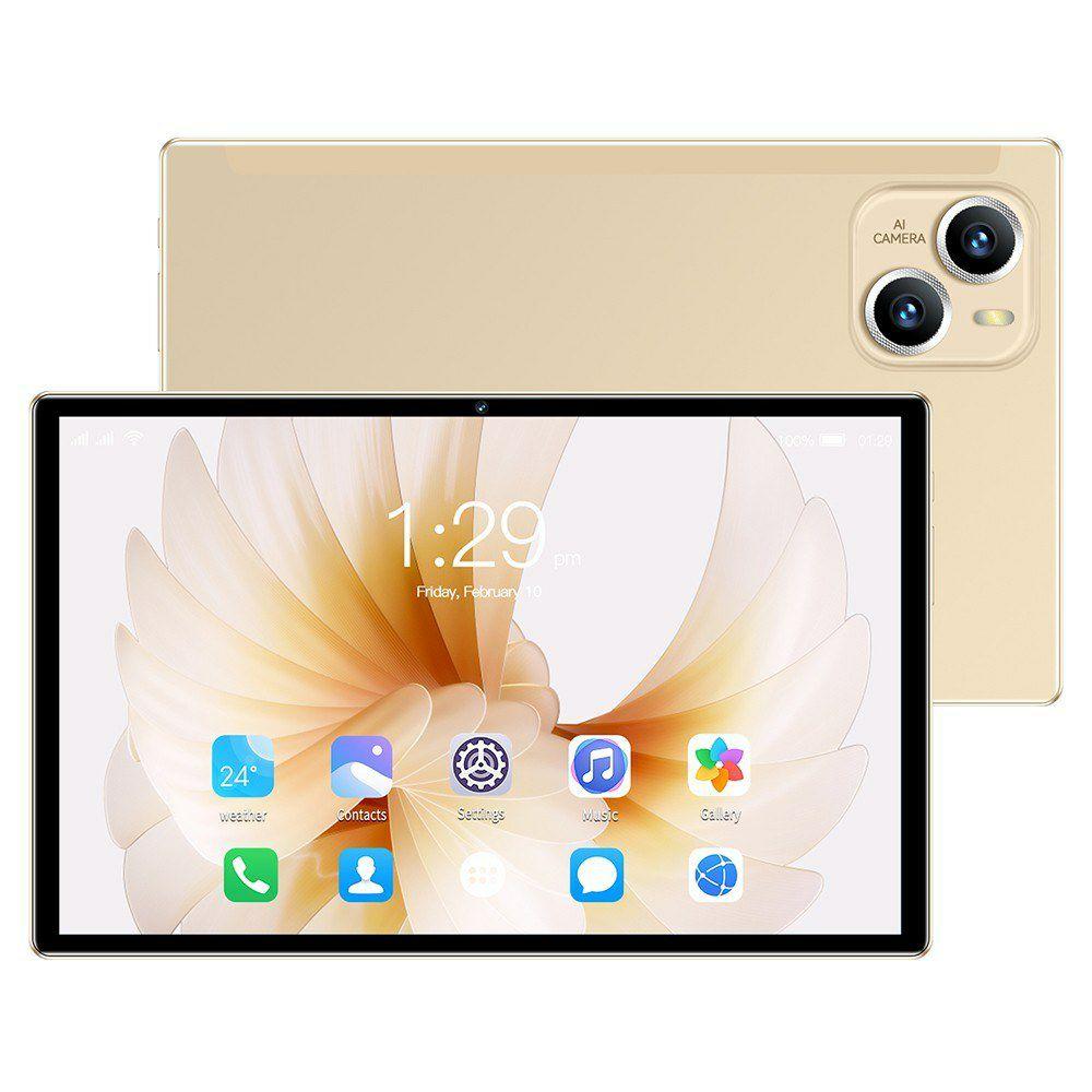 Tablet PC | 10.1 inch Tablet 6GB+128GB 1960*1080 High-Clear Android13 4G Calling 10-Core MT6797 Processor 128GB Expandable Memory Gold Tablet PC Gold